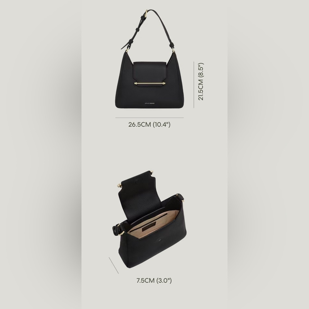 Strathberry Multrees Midi Hobo in Grain Black Leather - Picture 11 of 13